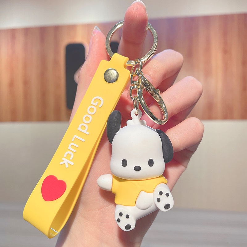 Cartoon Anime Sanrio Pochacco Lovers Action Figures Keychains Key Chain Key Ring Kawaii Silicone Handbag Car 3 - Pochacco Plush