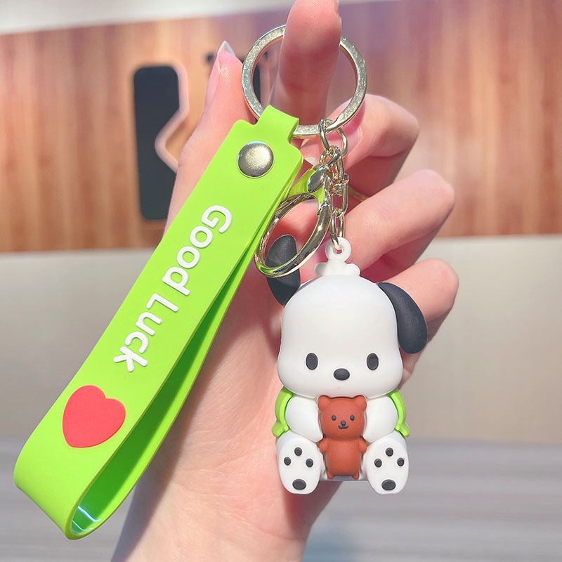 Cartoon Anime Sanrio Pochacco Lovers Action Figures Keychains Key Chain Key Ring Kawaii Silicone Handbag Car 4 - Pochacco Plush