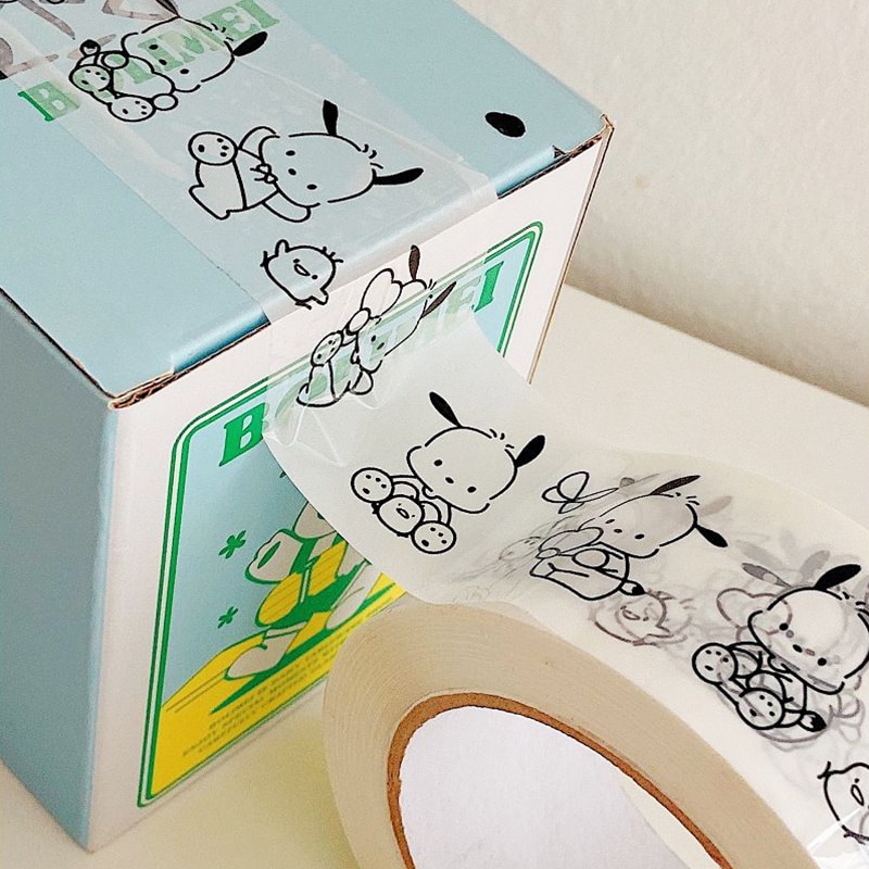 Cute Pochacco Tape 100M Kawaii Anime Sanrio Kuromi Cartoon Cards Sealing Office Box Sealing Tape Decoration 1 - Pochacco Plush