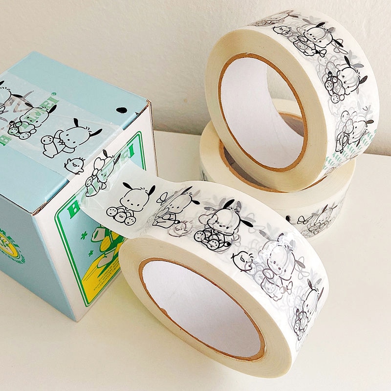 Cute Pochacco Tape 100M Kawaii Anime Sanrio Kuromi Cartoon Cards Sealing Office Box Sealing Tape Decoration - Pochacco Plush