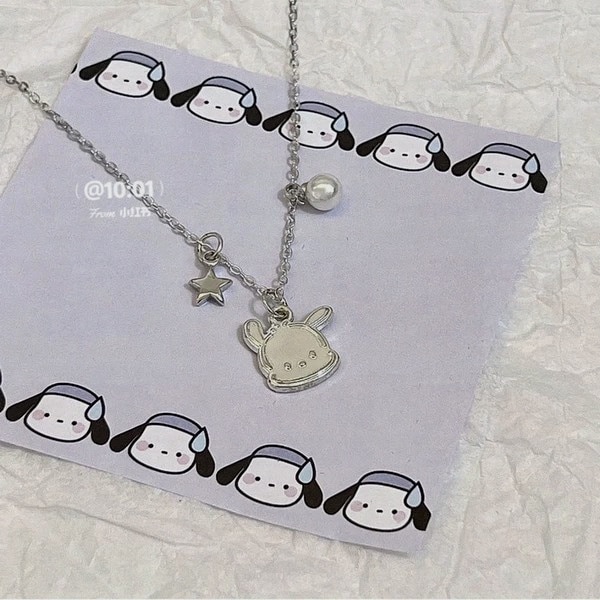 New Sanrio Pochacco Cartoon Bell Cute Necklace Female Student Sweet Necklace for Girlfriend Gift Cute Jewelry - Pochacco Plush