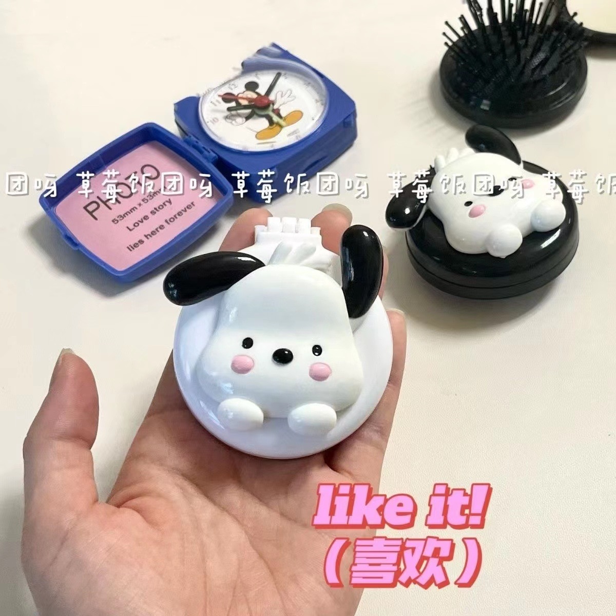 Pochacco Comb Mirror Anime Sanrio Hello Kitty Stuff Cartoon Girl Heart Cute Portable Little Bangs Comb 2 - Pochacco Plush