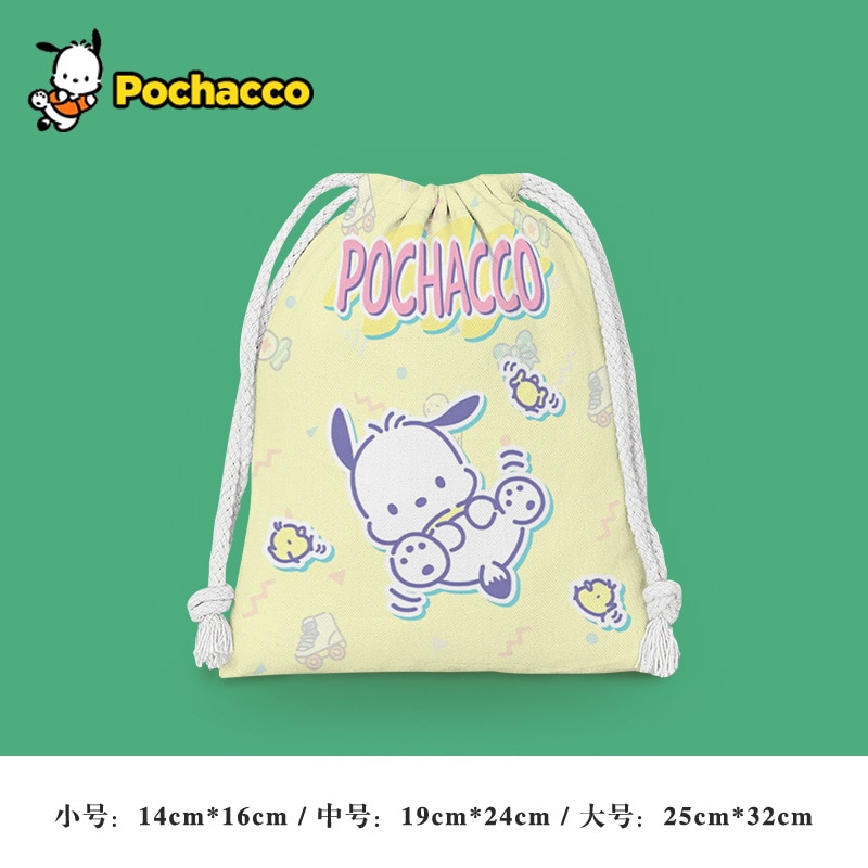 Pochacco Drawstring Pocket Storage Bag Cute Sanrio Cartoon Print Waterproof Ladies Girl Portable Folding Bag Drawstring 1 - Pochacco Plush