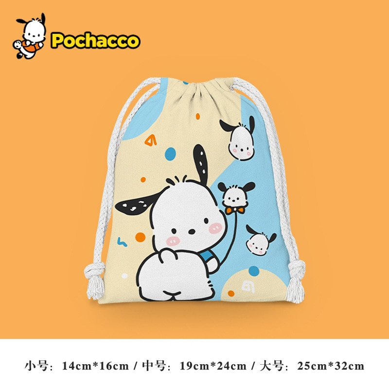 Pochacco Drawstring Pocket Storage Bag Cute Sanrio Cartoon Print Waterproof Ladies Girl Portable Folding Bag Drawstring 2 - Pochacco Plush