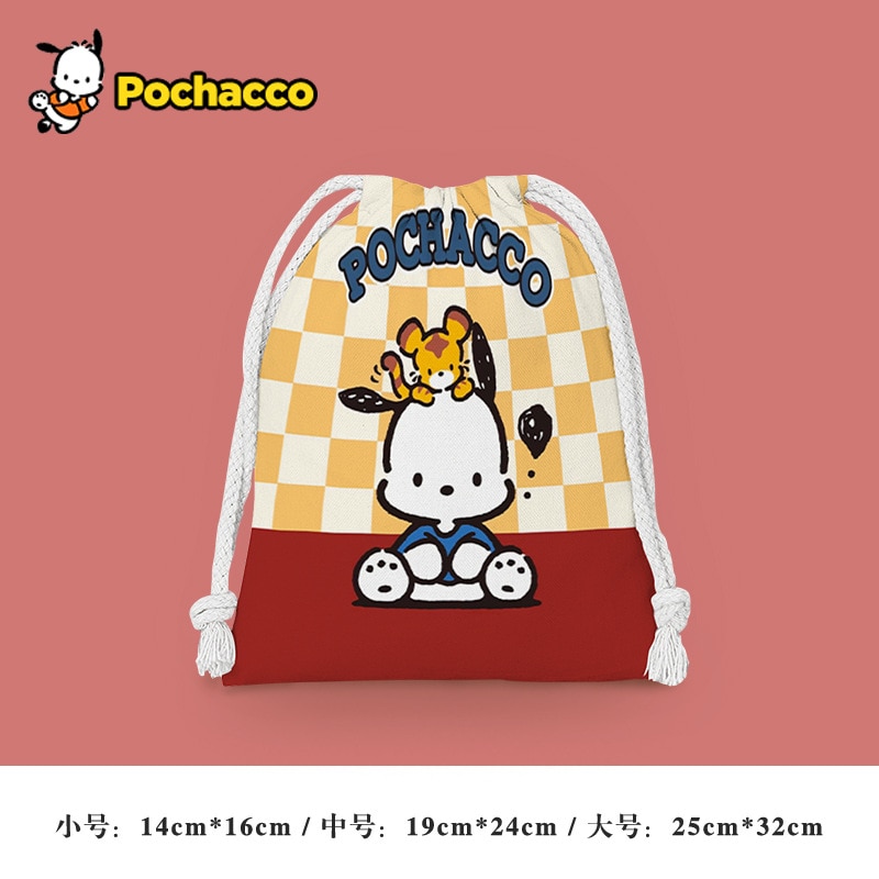 Pochacco Drawstring Pocket Storage Bag Cute Sanrio Cartoon Print Waterproof Ladies Girl Portable Folding Bag Drawstring 4 - Pochacco Plush