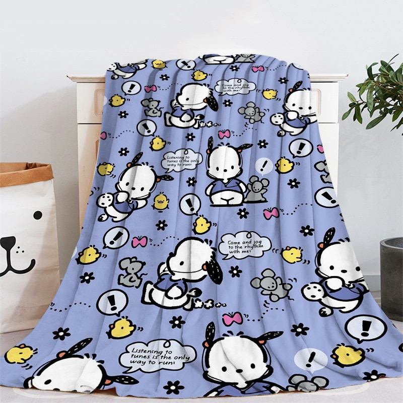 Pochacco Peluche Blanket Sanrios Kawaii Cartoon Nap Blankets Cute Anime Soft Warm Skin Friendly Bedding Supply 1 - Pochacco Plush