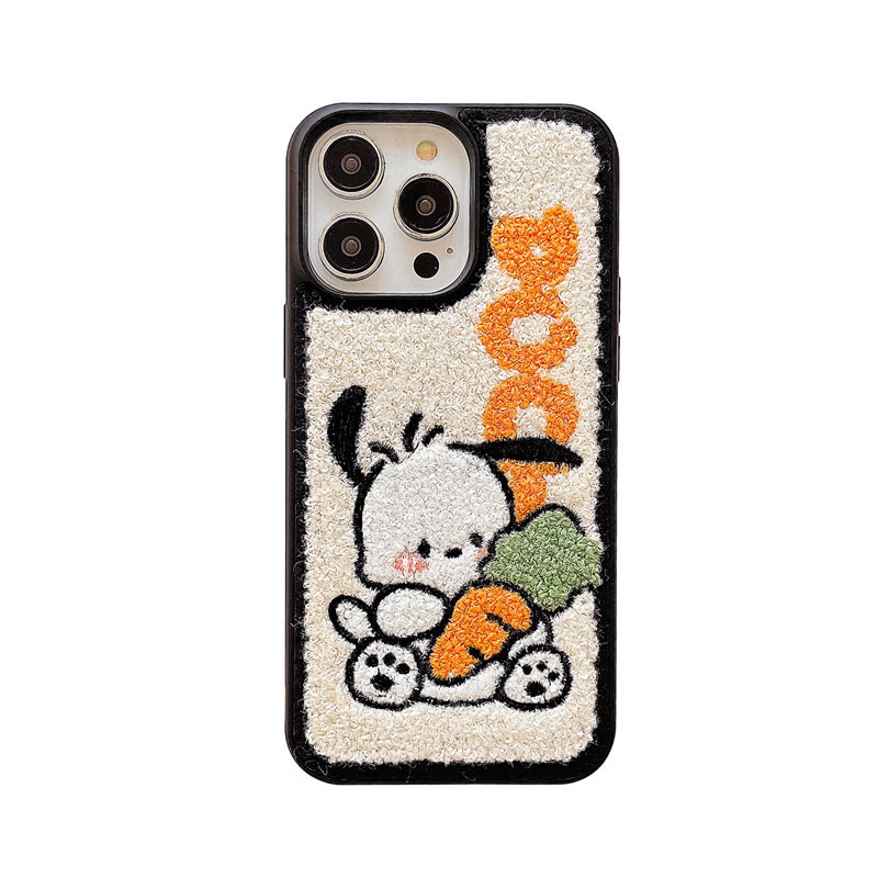 Sanrio Pochacco Kawaii Plush puppy carrot Cartoon Phone Case For iPhone 14 13 12 11 Pro 5 - Pochacco Plush